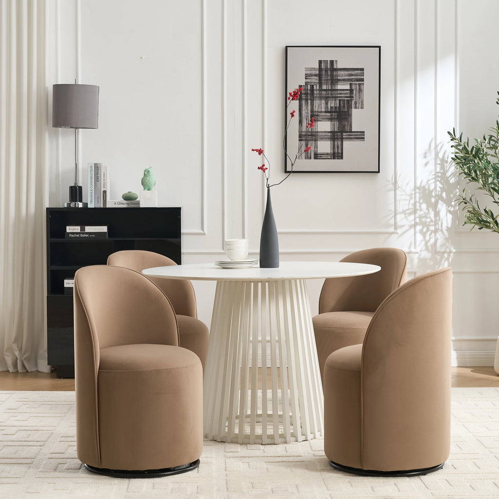 Modern Design Velvet Fabric Upholstered Kitchen Swivel Barrel Accent Dining Chair For Living Room