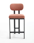 Bar Stools Set of 2, 26 Inch Modern Upholstered Fabric Counter Height Barstools, Kitchen Island Chairs with Black Metal Legs