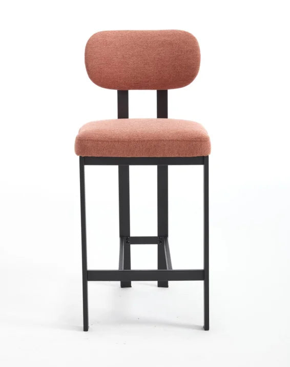 Bar Stools Set of 2, 26 Inch Modern Upholstered Fabric Counter Height Barstools, Kitchen Island Chairs with Black Metal Legs