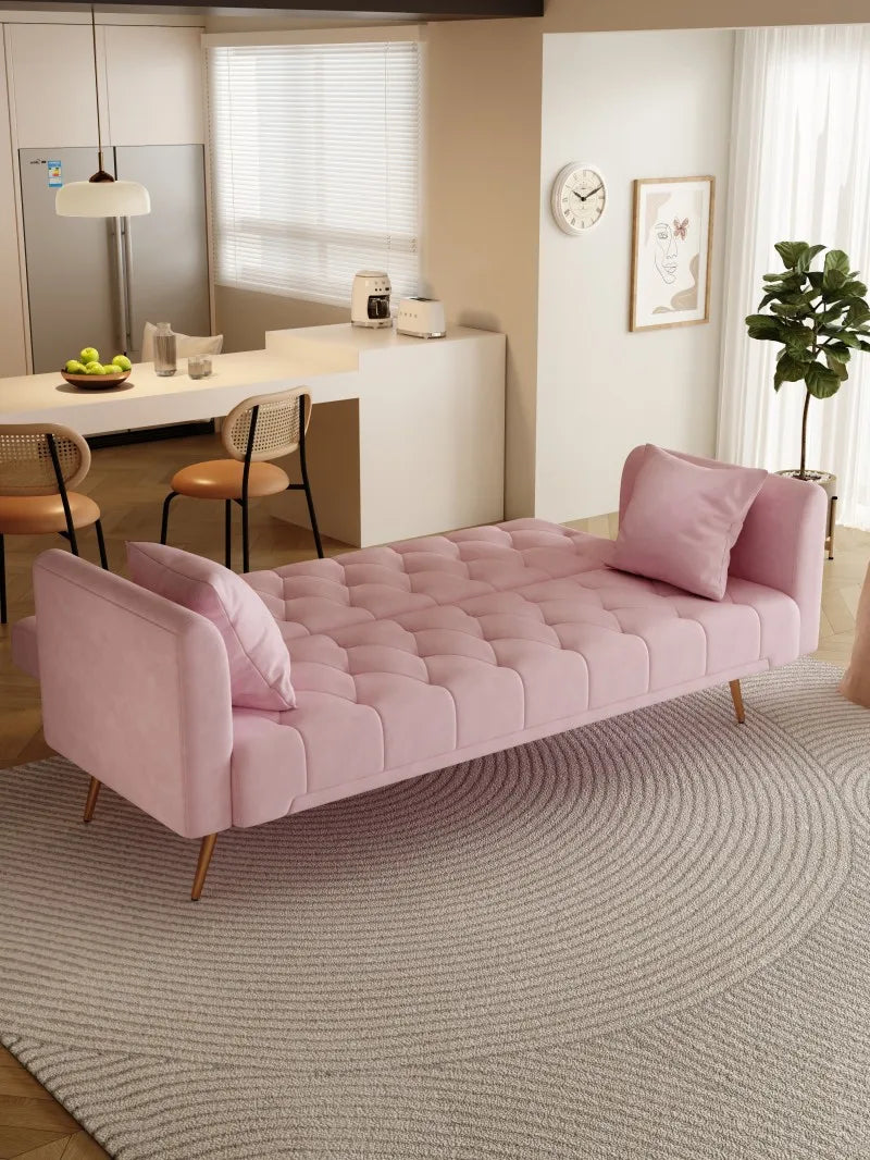 Modern Tufted Convertible Seat Sofa American Velvet Comfortable Furniture for Small Living Room Office Apartment Hotel Villa