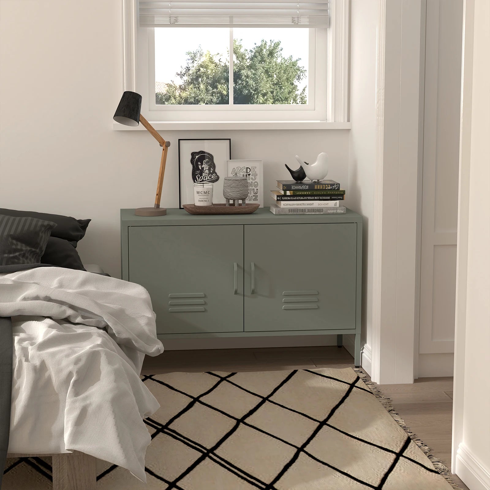 Industrial Metal Accent Cabinet