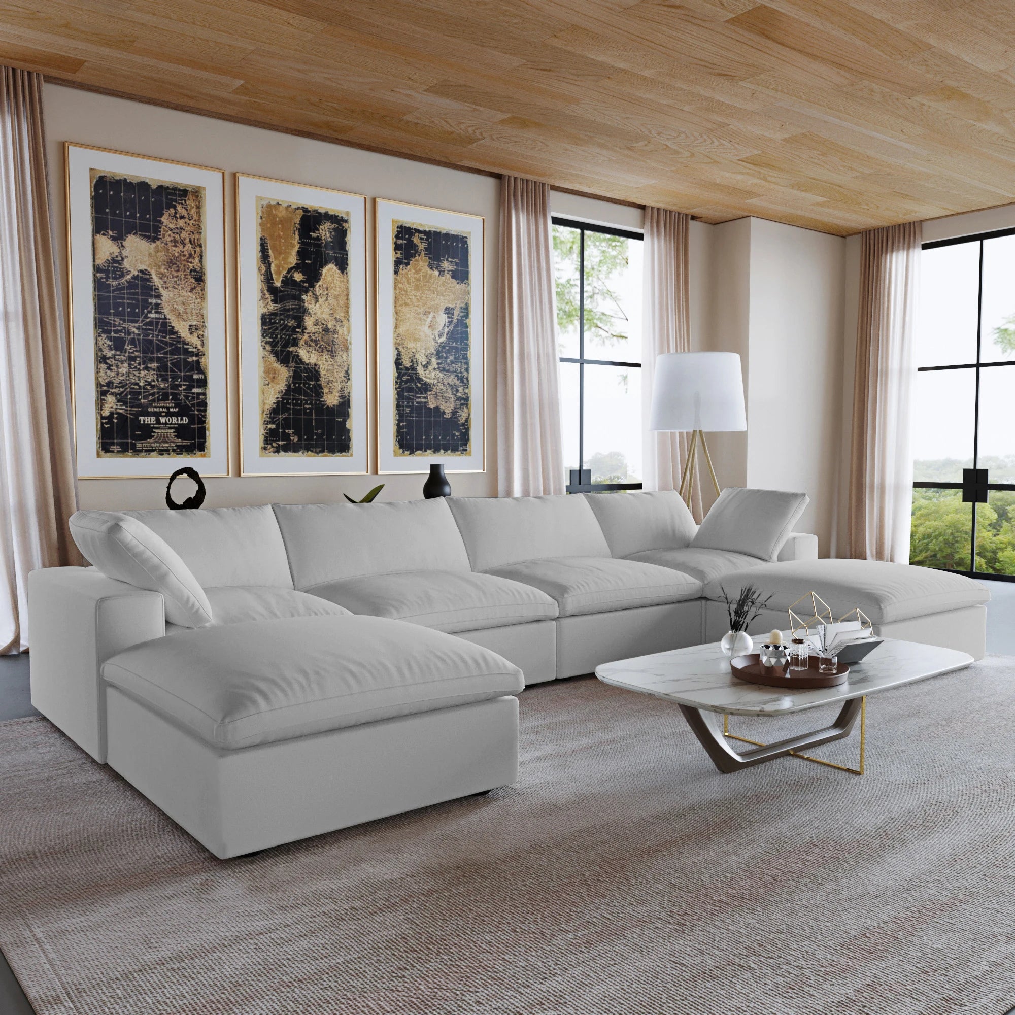 ATUNUS US in Stock Drop Shipping Sofa American Classic Living Room Furniture Corduroy Modular Sectional Couch Sofa Sets