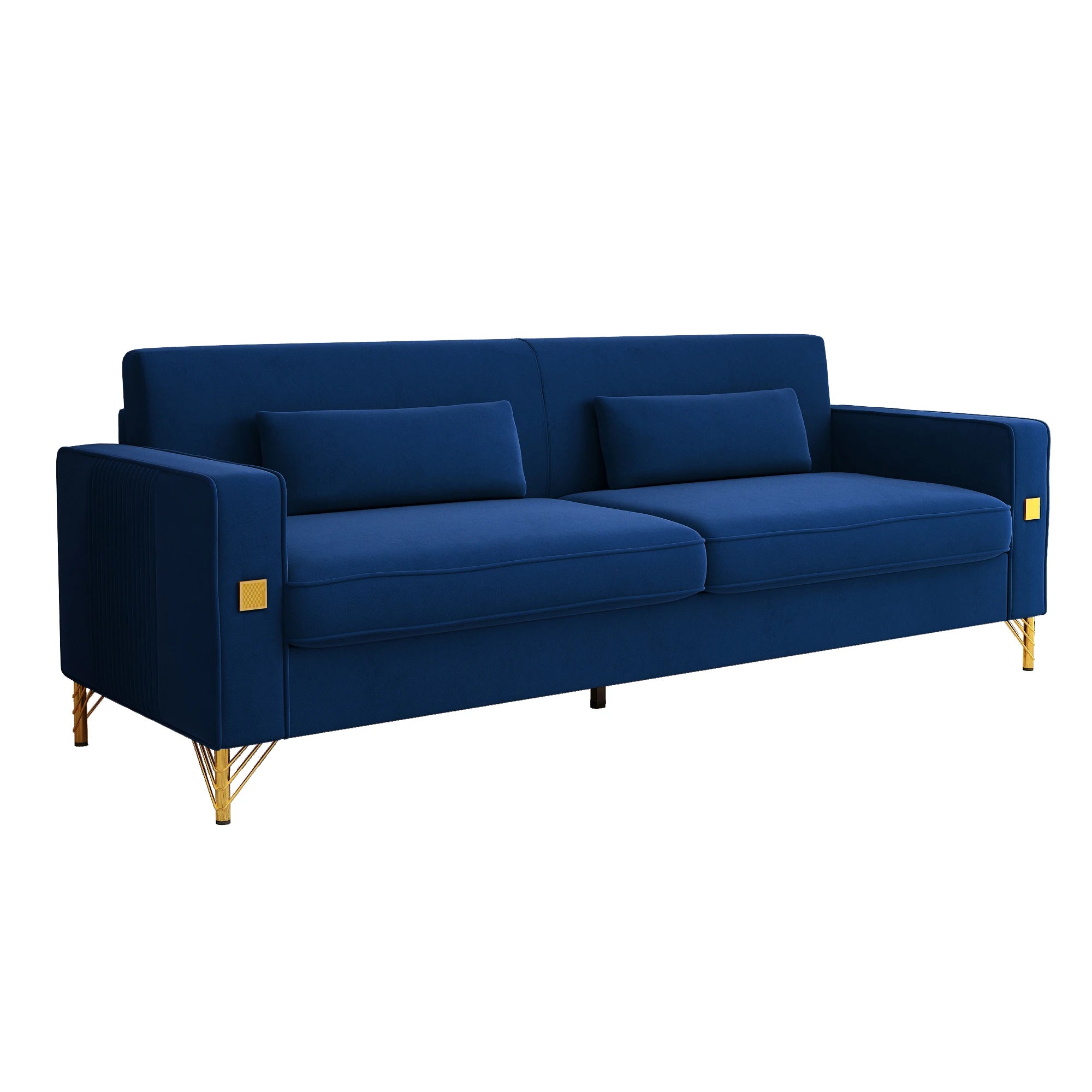 Luxury Chesterfield Velvet Sofa Set with Gold Accents Modern Three Seat Plush Cushions for Living Room & Office Decor
