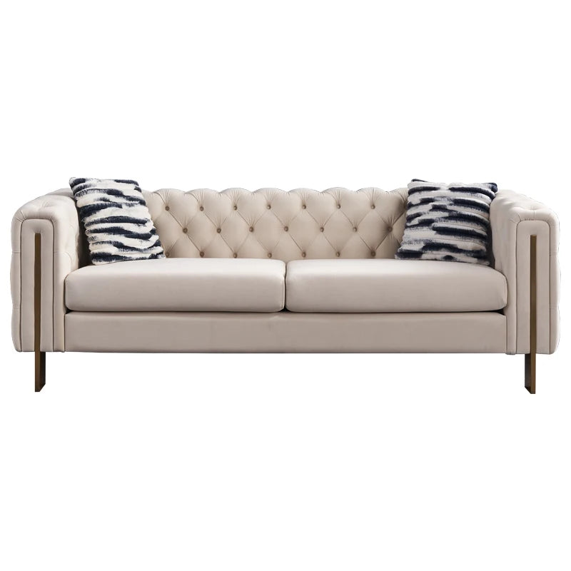 Wholesale Modern Tufted Velvet Chesterfield Sofa Couch Set 2 Seats Luxury Button Square Shape Convertible for Hotels Loving Room