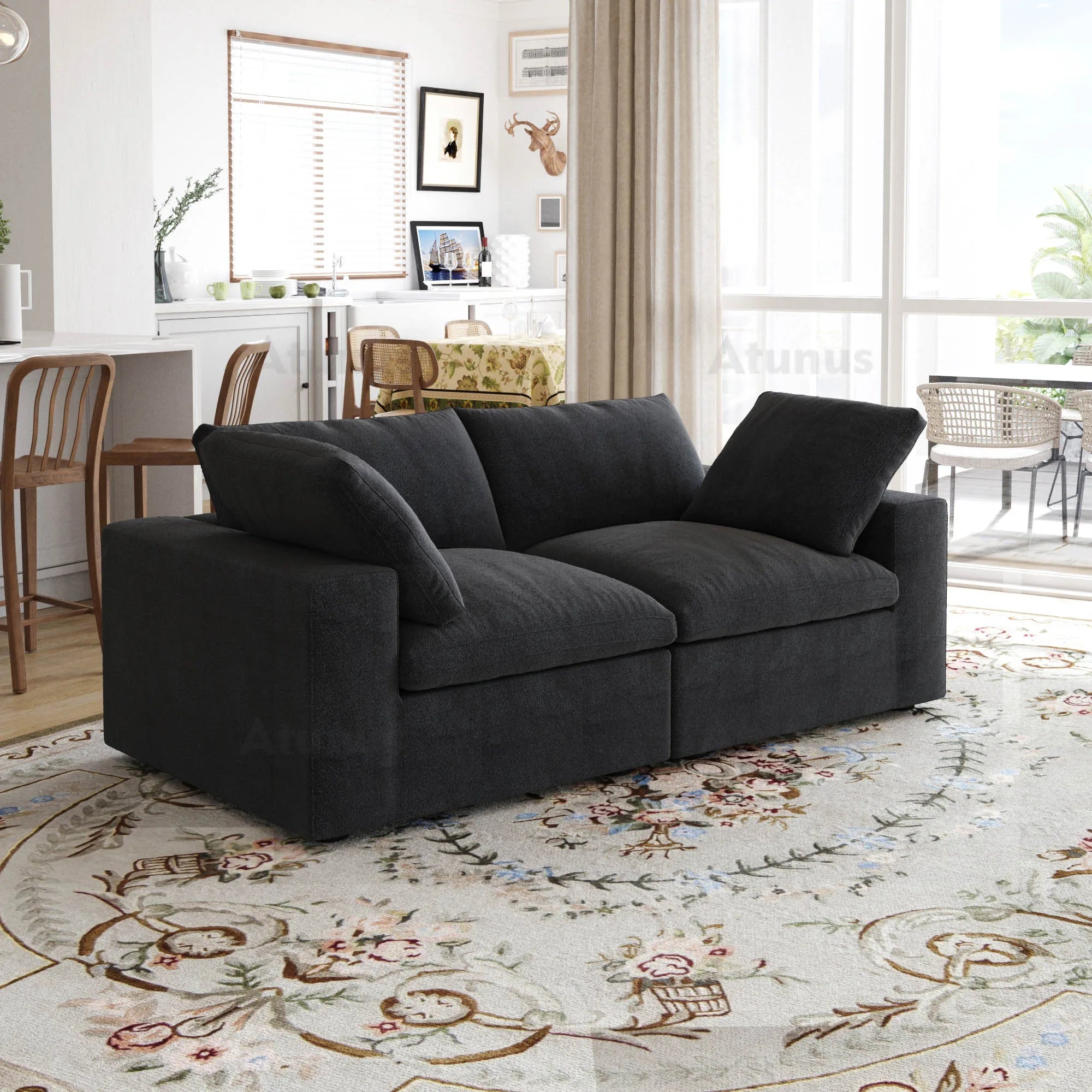 ATUNUS USA in Stock Drop Shipping Modern Corner Sofa U Shape Black White Grey Modular Sectional Couch Sofa Sets