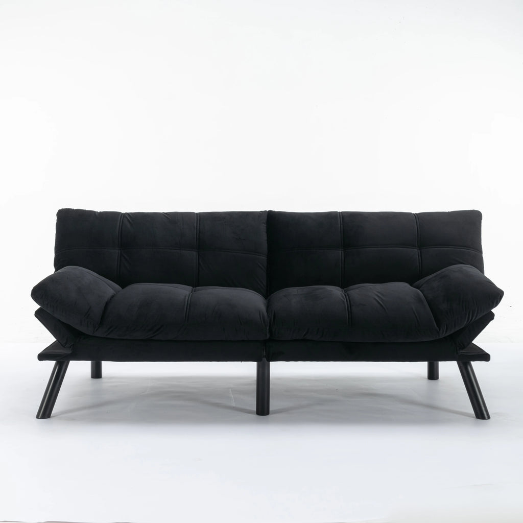 Convertible Folding Sofa Bed 2-Seater Modern Upholstered Sleeper Adjustable Armrests Backrest Space-Saving Twin Apartment