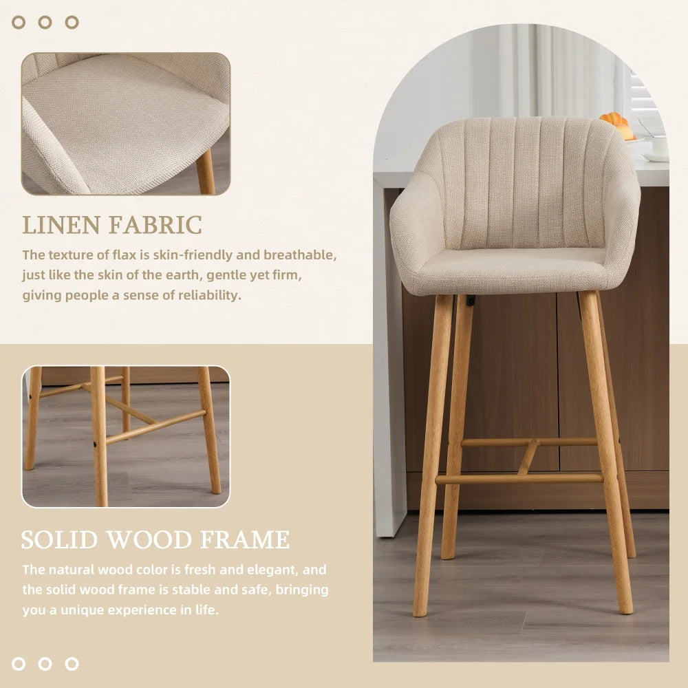 M Modern Luxury bar Wooden Barstools Nordic Dining Chair Stool High Chair Counter for Kitchen Set of 2 Restaurant Furniture