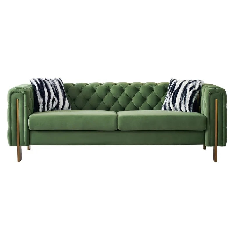 Luxury Chesterfield Modern Tufted Velvet Upholstered Sofa Set for Apartment Hotel Living Room Library Office Club Decor