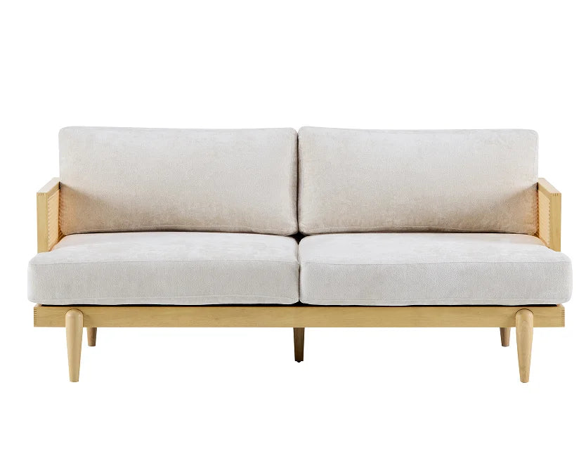 Square Arm 3-Seater Tufted Boucle Sofa with Sponge Filling and Wooden Frame Modern Set for Living/Bedrooms Apartment/Office