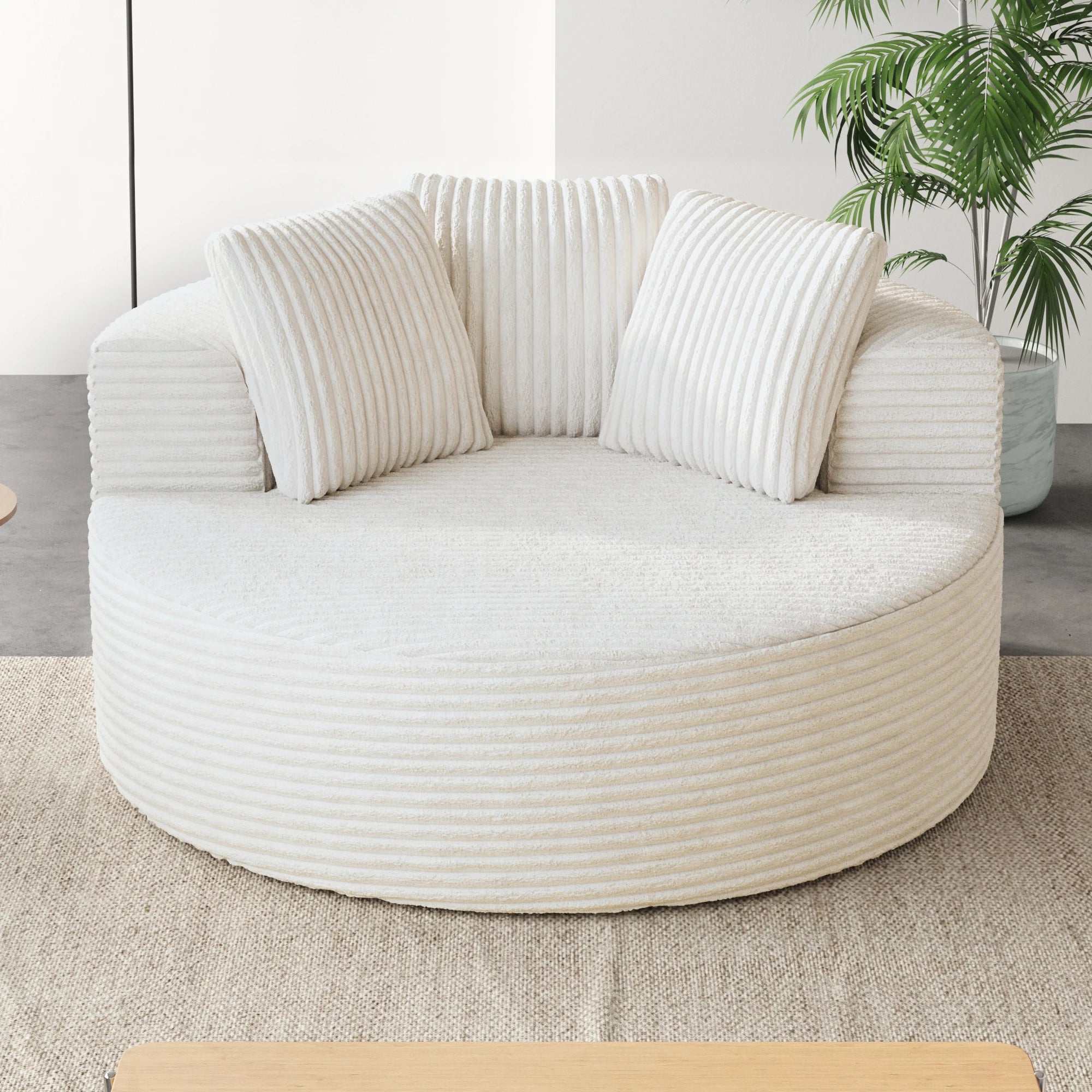 ATUNUS US in Stock Drop Shipping Modern Apartment Brown Lounge Sofa Vacuum Compressed Foam Round Accent Single Seat Chair Sofa