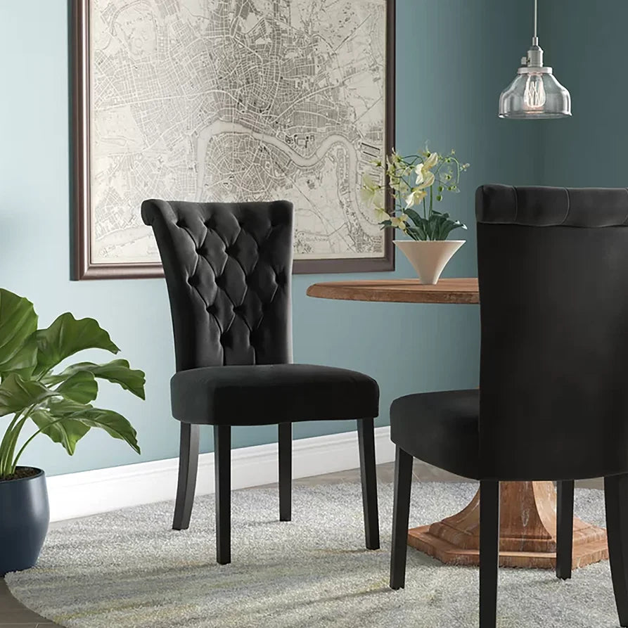 Modern Eco-Friendly Durable Fabric Dining Chair with Wood Legs for Home Bar Kitchen Living Room & Bedroom Use(Set of 2)