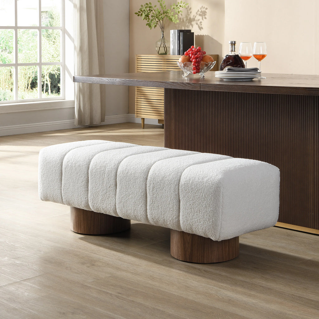 Modern Upholstered Dining Bench for Bedroom Furniture No-Assembly Bench Ottoman for Dining Room Living Room & Bedroom