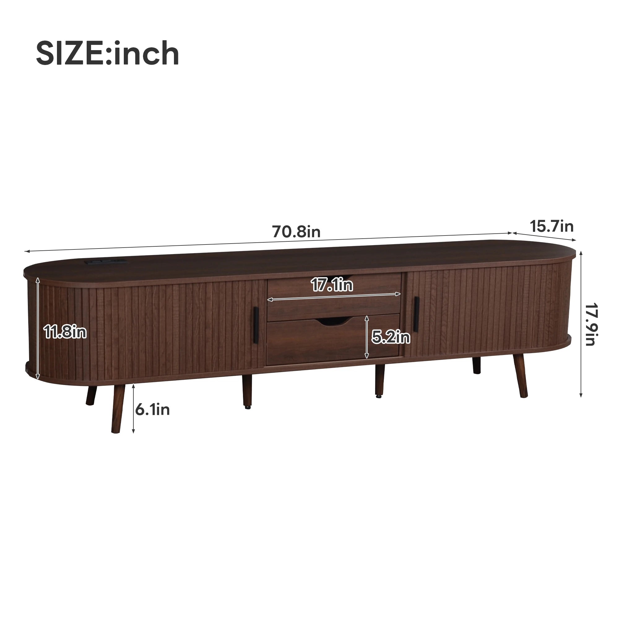 Mid-Century Tambour TV Stand