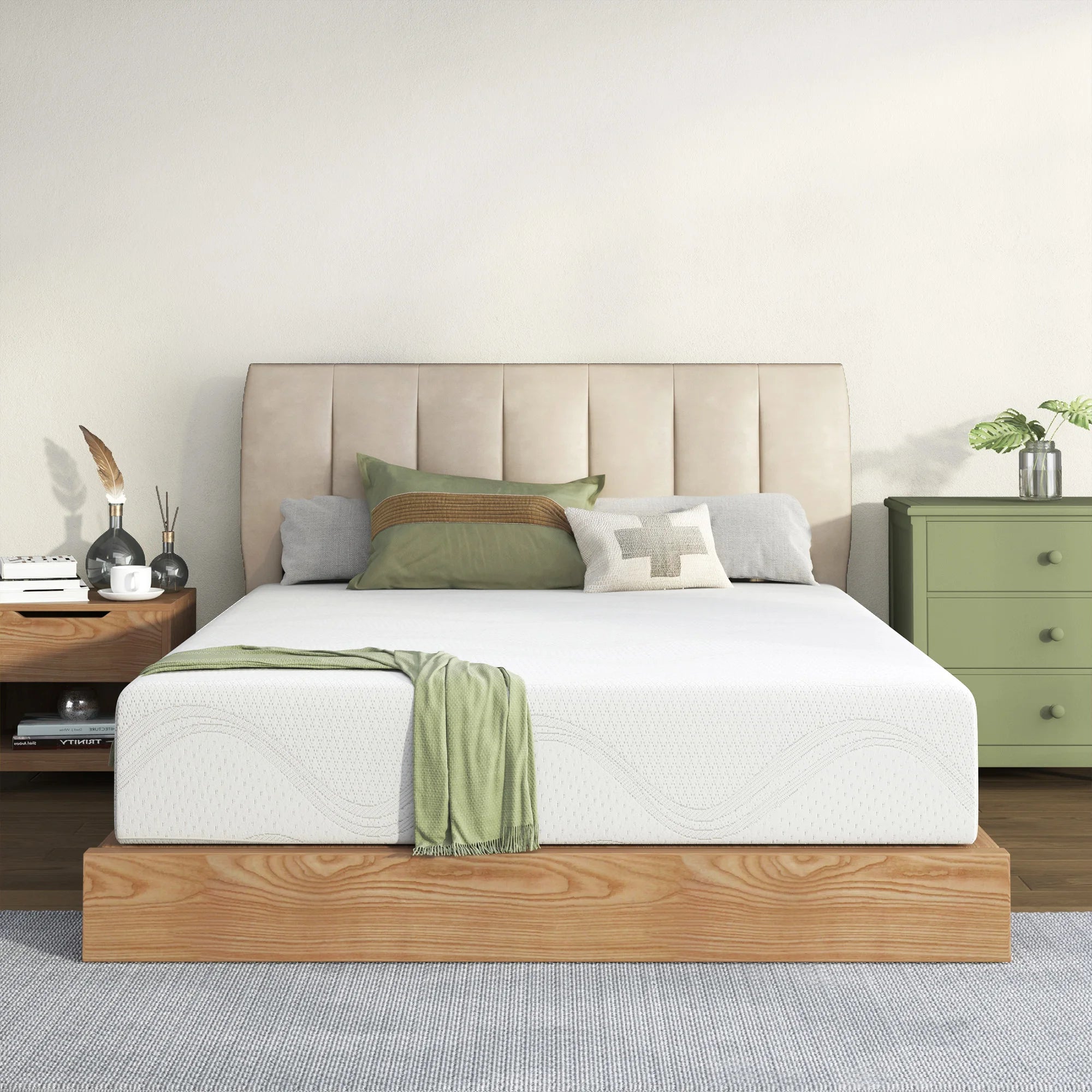 Twin Size Memory Foam Mattress 6 Inch with Cooling Green Tea Gel CertiPUR-US Certified White