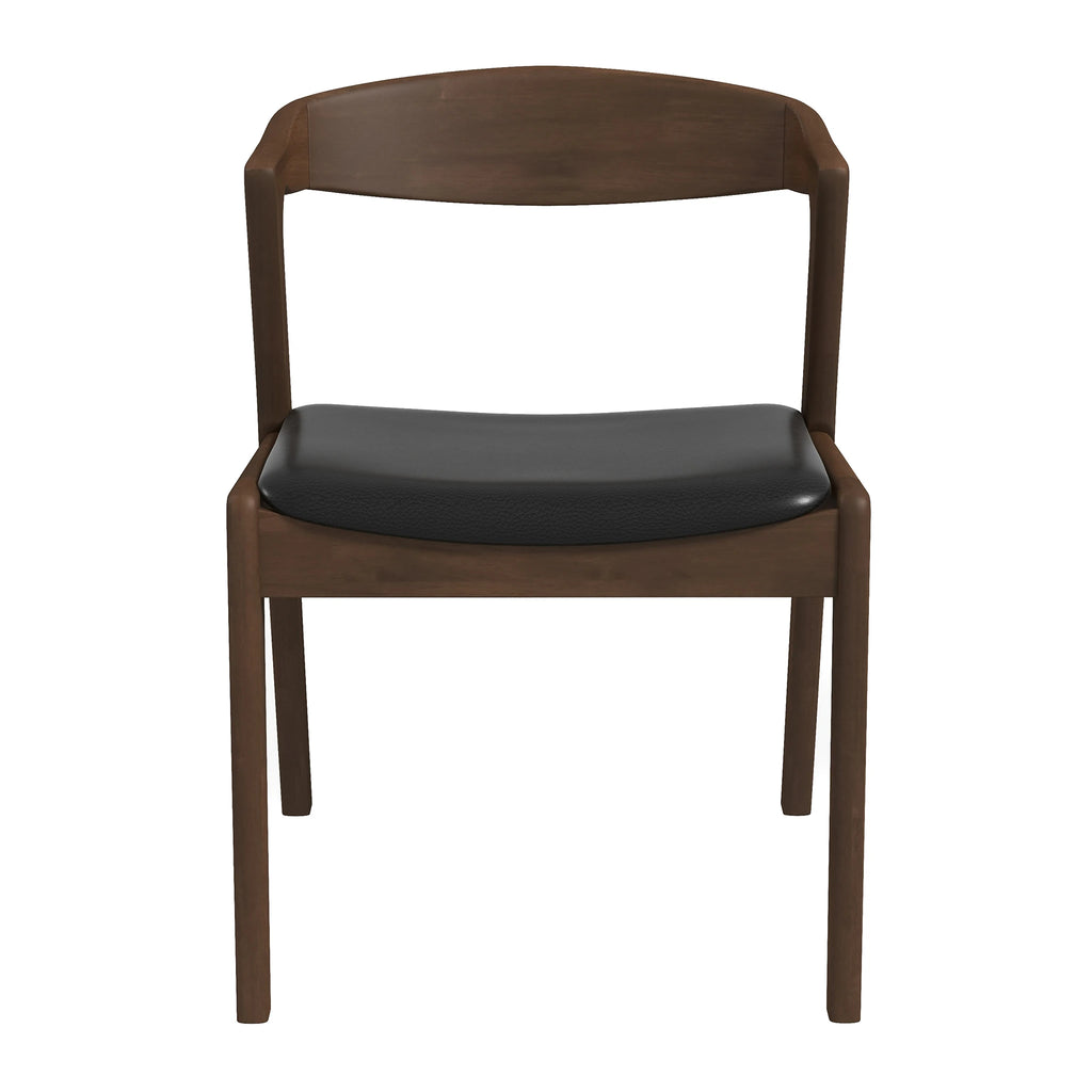Dakota Solid Wood Black Leather Dining Chair Sets for Restaurant Dining Room Coffee Shop