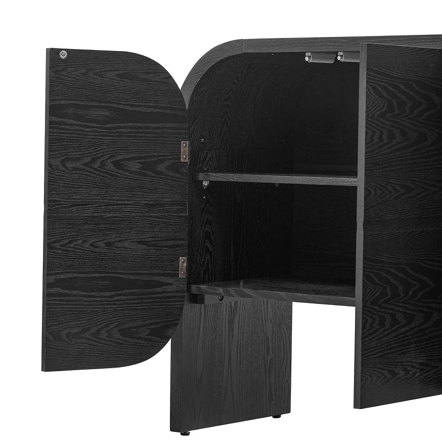 Fluted Wood Storage Cabinet