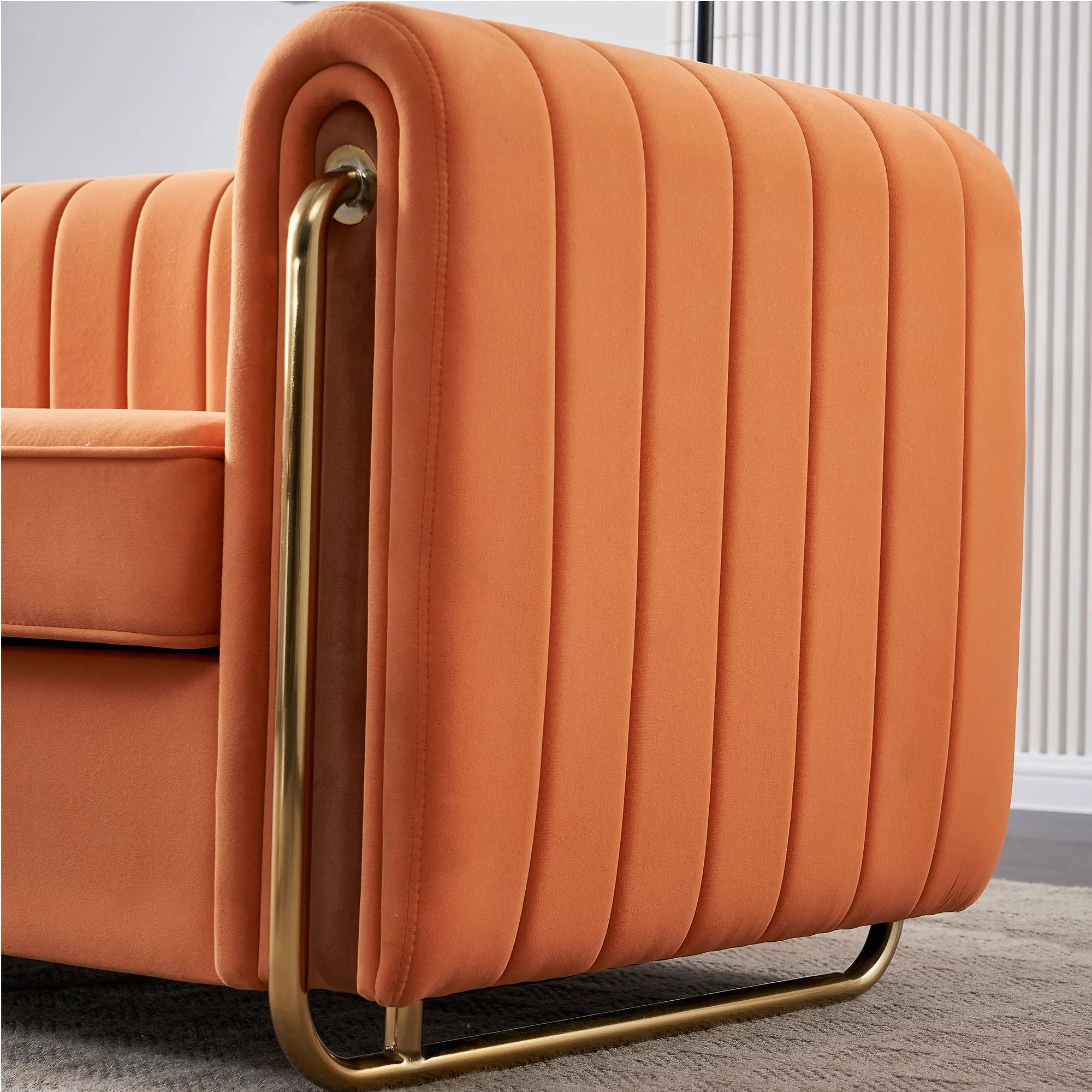 Modern Stainless Steel Tufted Velvet Upholstered Square Sofa for Home Hotel Comfortable Bed with Sponge Filling for Apartments