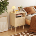 22.83'' H MDF Bedside Nightstand with Door-Shelf and Oak Finish for Small Spaces