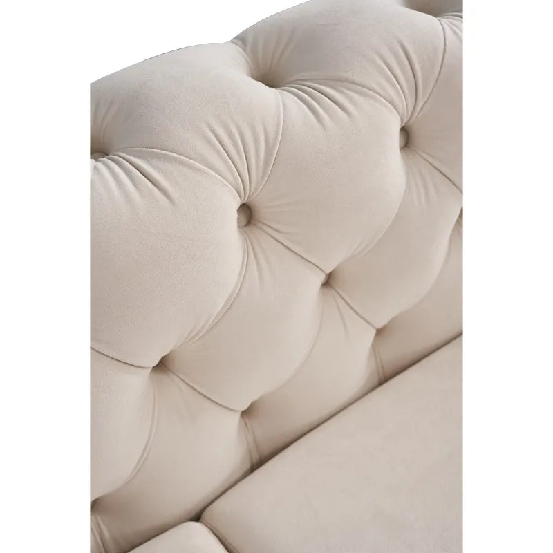 Tufted Velvet Chesterfield Style Sofa With High Resilience Sponge for Small Space Apartment Lounge Modern Home