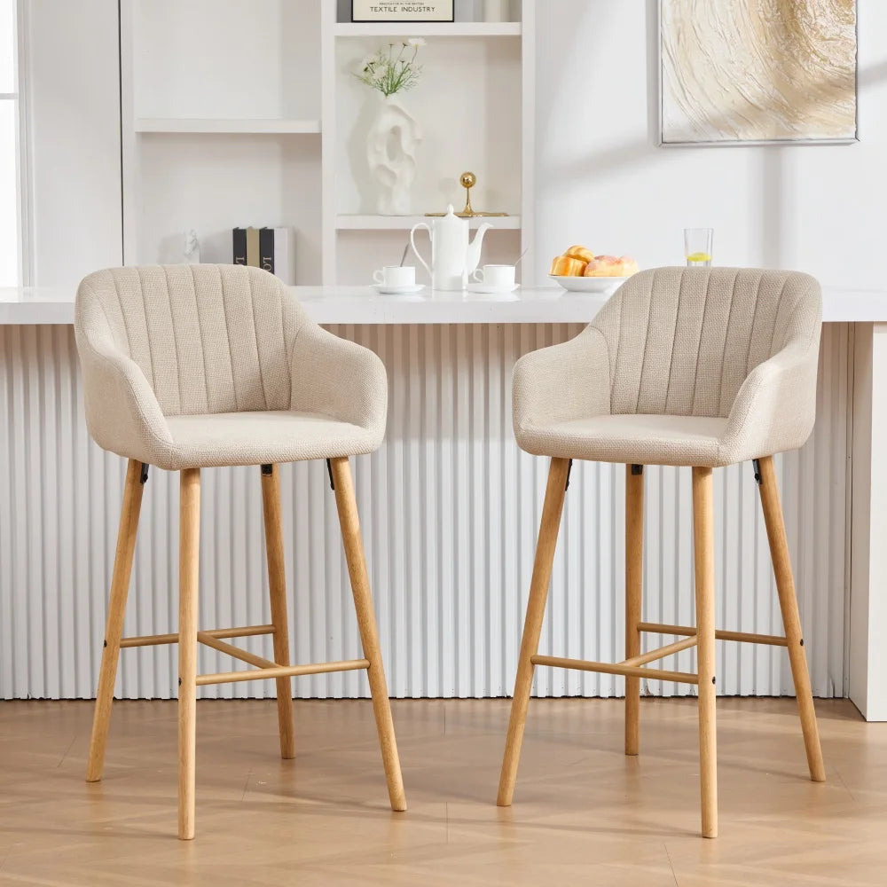 M Modern Luxury bar Wooden Barstools Nordic Dining Chair Stool High Chair Counter for Kitchen Set of 2 Restaurant Furniture