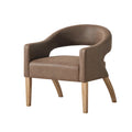 M Modern PU Leather Dinning Chair Barrel Open Back Upholstered Solid Wood Legs Salon Accent Chair
