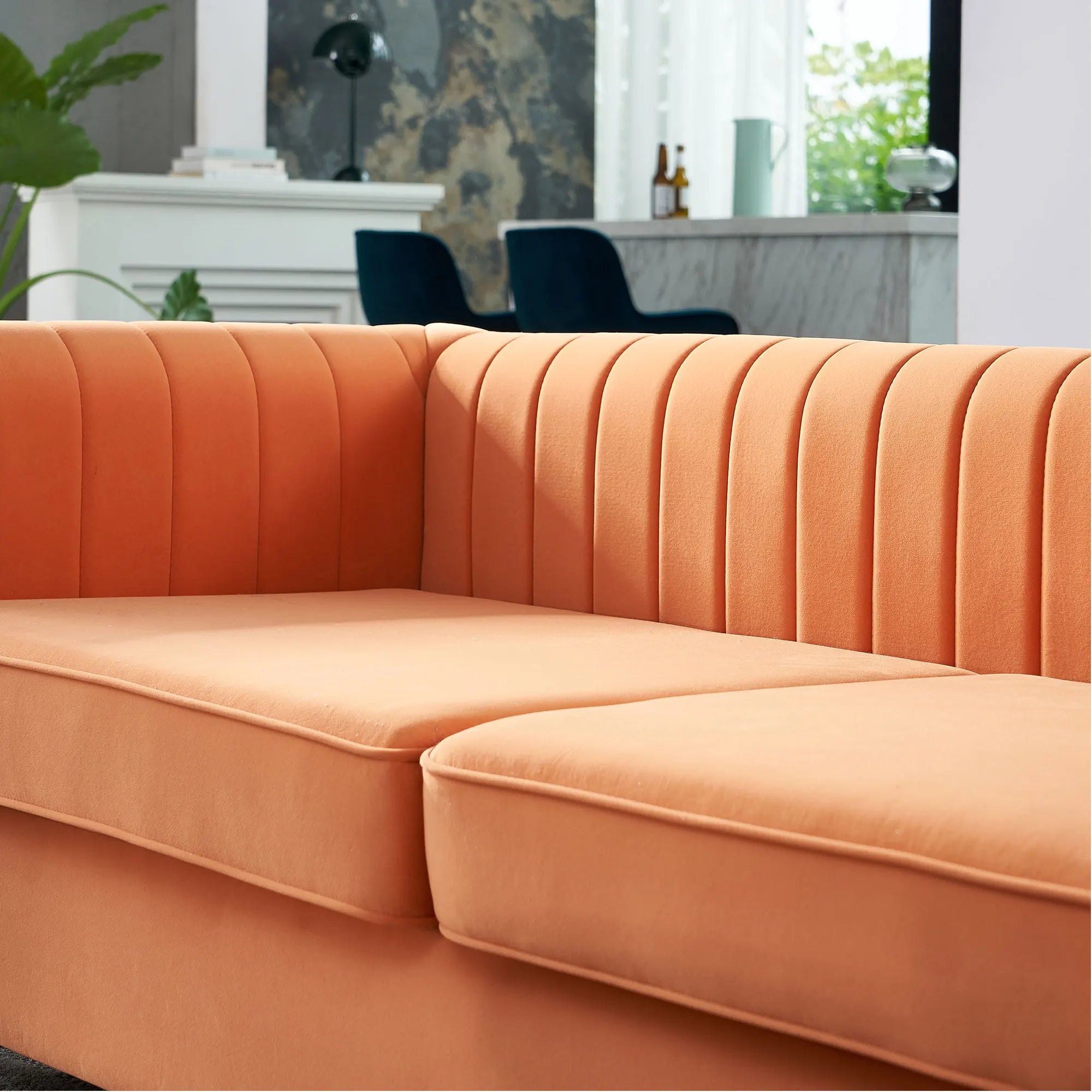 Modern Stainless Steel Tufted Velvet Upholstered Square Sofa for Home Hotel Comfortable Bed with Sponge Filling for Apartments