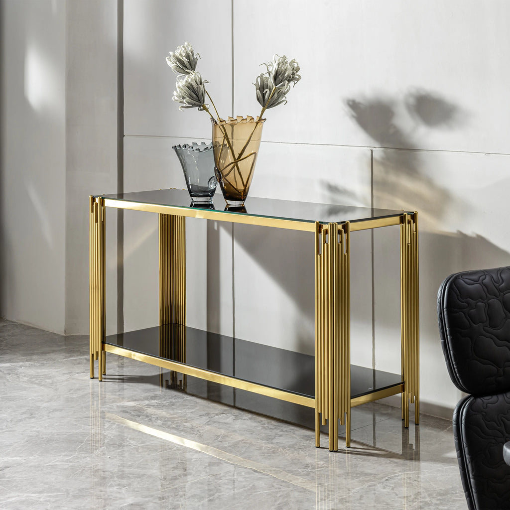 Wholesale Table Console Luxury Gold Stainless Steel Hallway Table Living Room Furniture