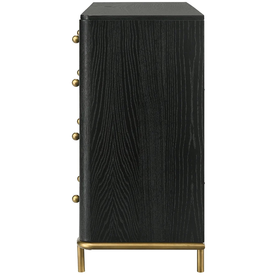 Black 6-drawer Modern Bedroom Solid Oak Wood Eco-Friendly Dresser
