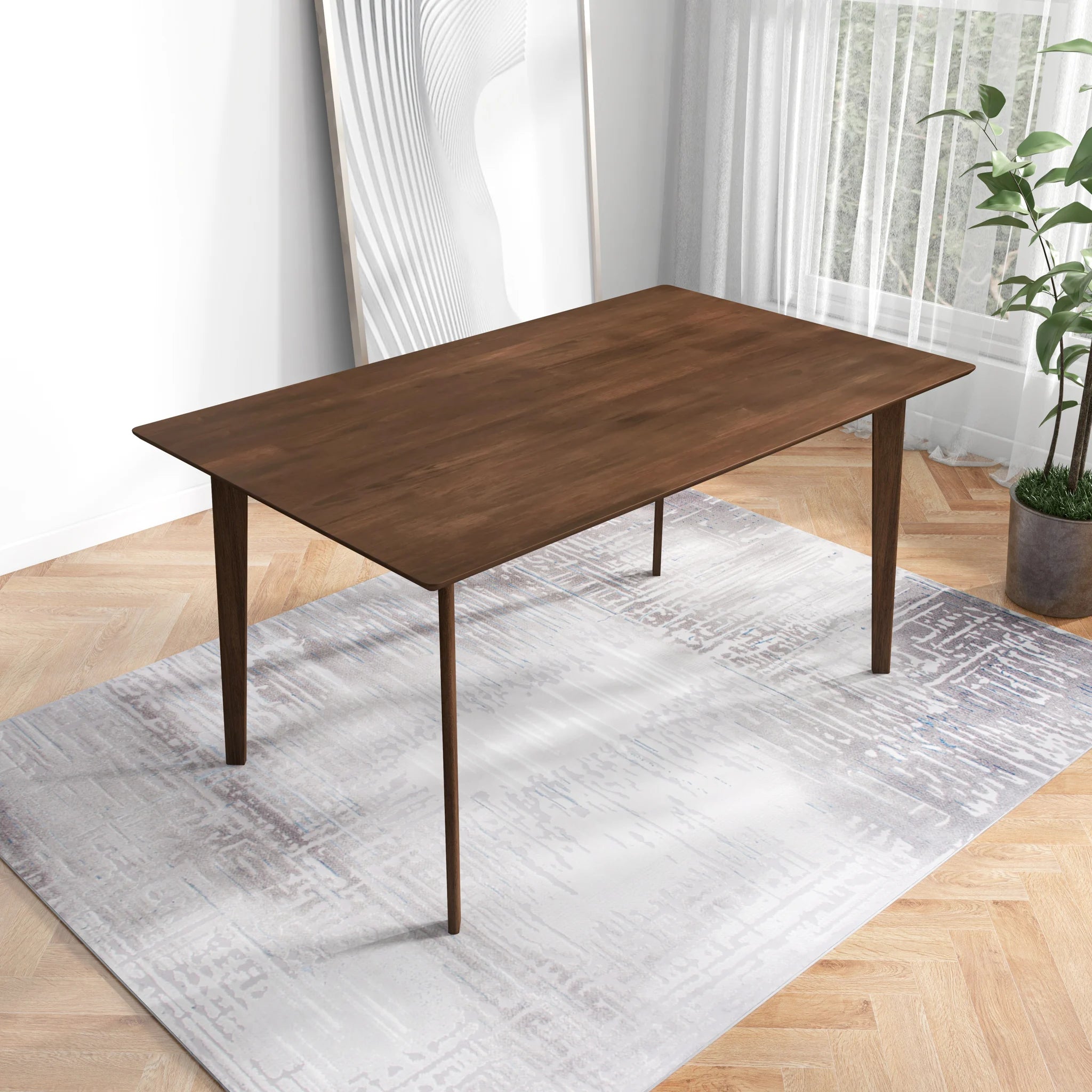 Carlos Solid Wood Dining Table with Long Chair Waterproof & Lightweight for Small Rental