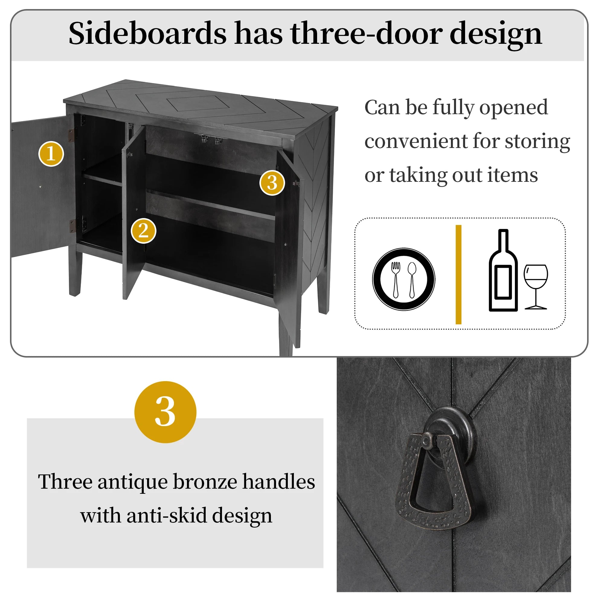 Modern 3-Door Sideboard Cabinet
