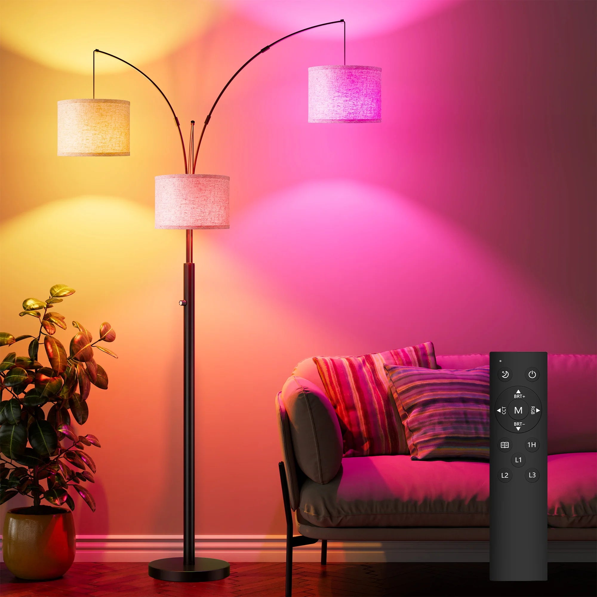 Modern 3-Head Dimmable Floor Lamp