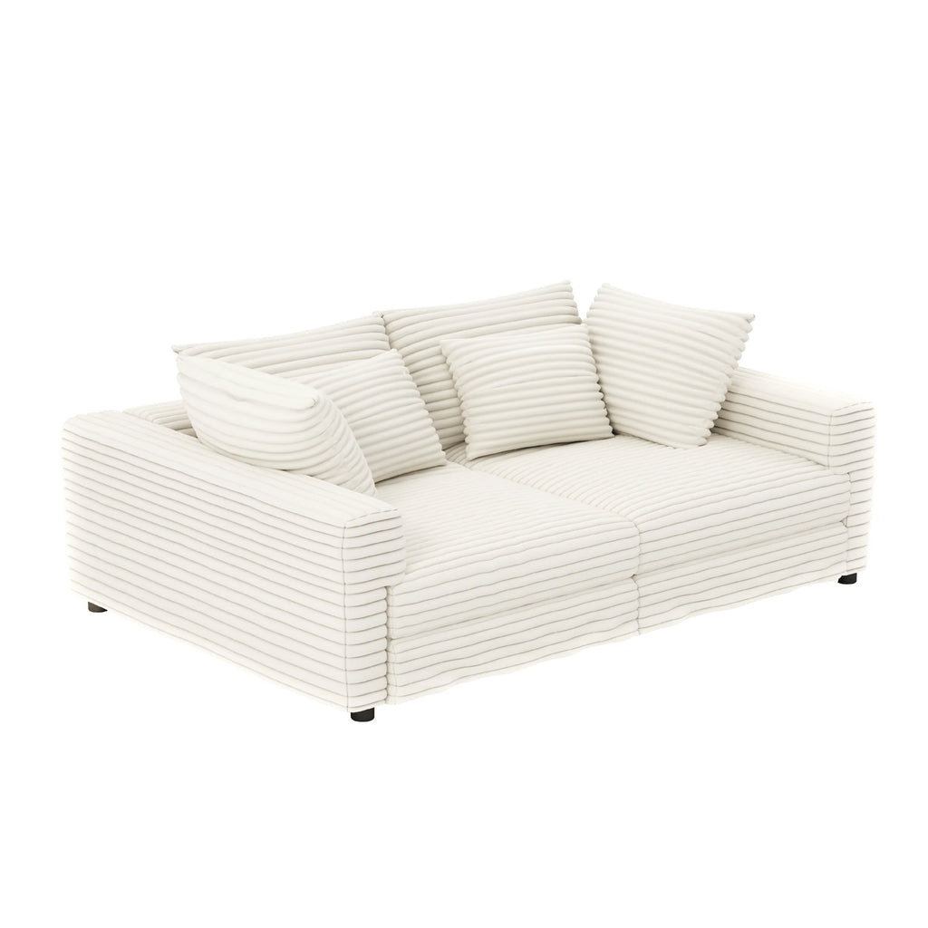 Plush Corduroy 4-Seat Sofa,Modern Comfy Upholstered Sofa Cloud Couch,Deep Seat Couches with Soft Pillows
