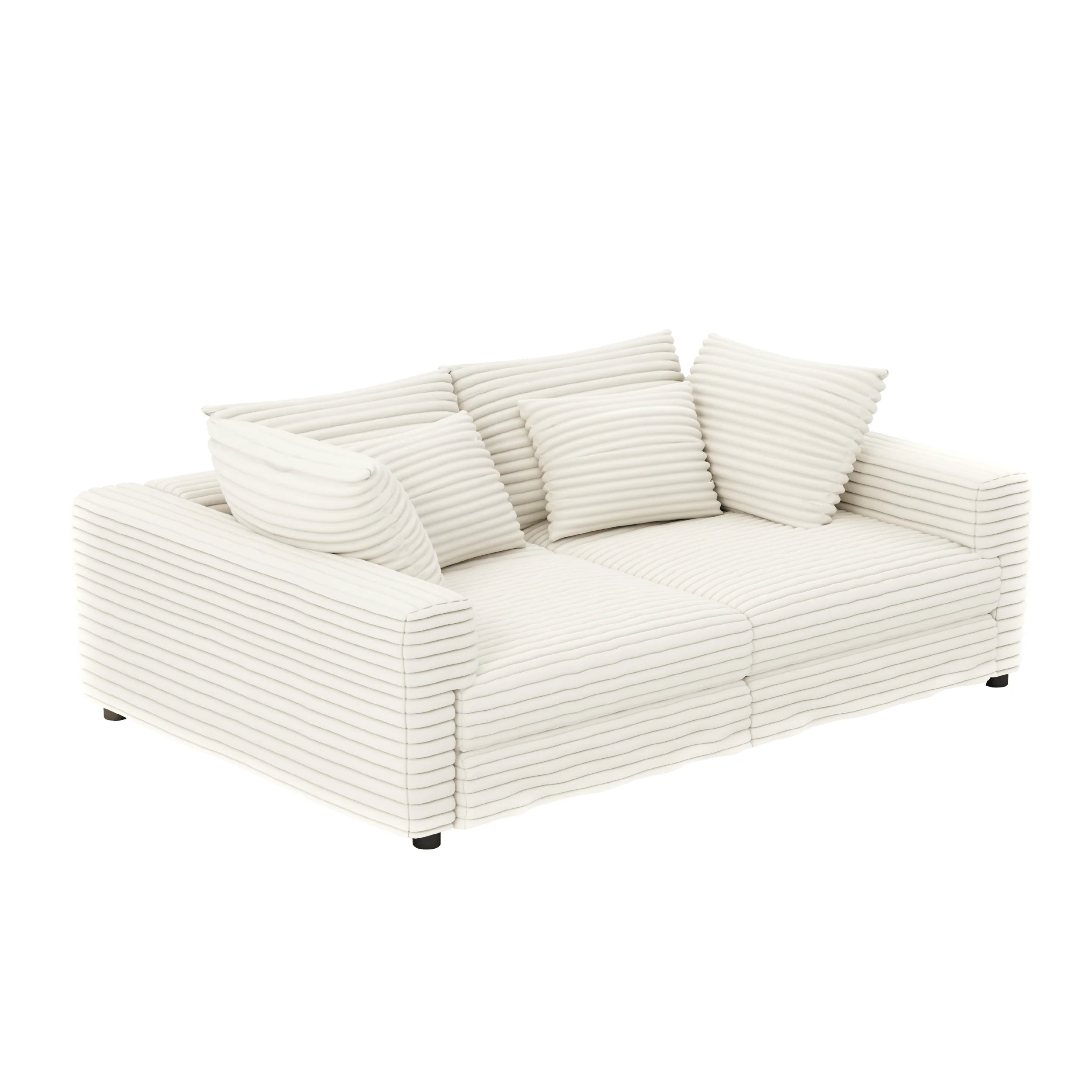 Plush Corduroy 4-Seat Sofa,Modern Comfy Upholstered Sofa Cloud Couch,Deep Seat Couches with Soft Pillows