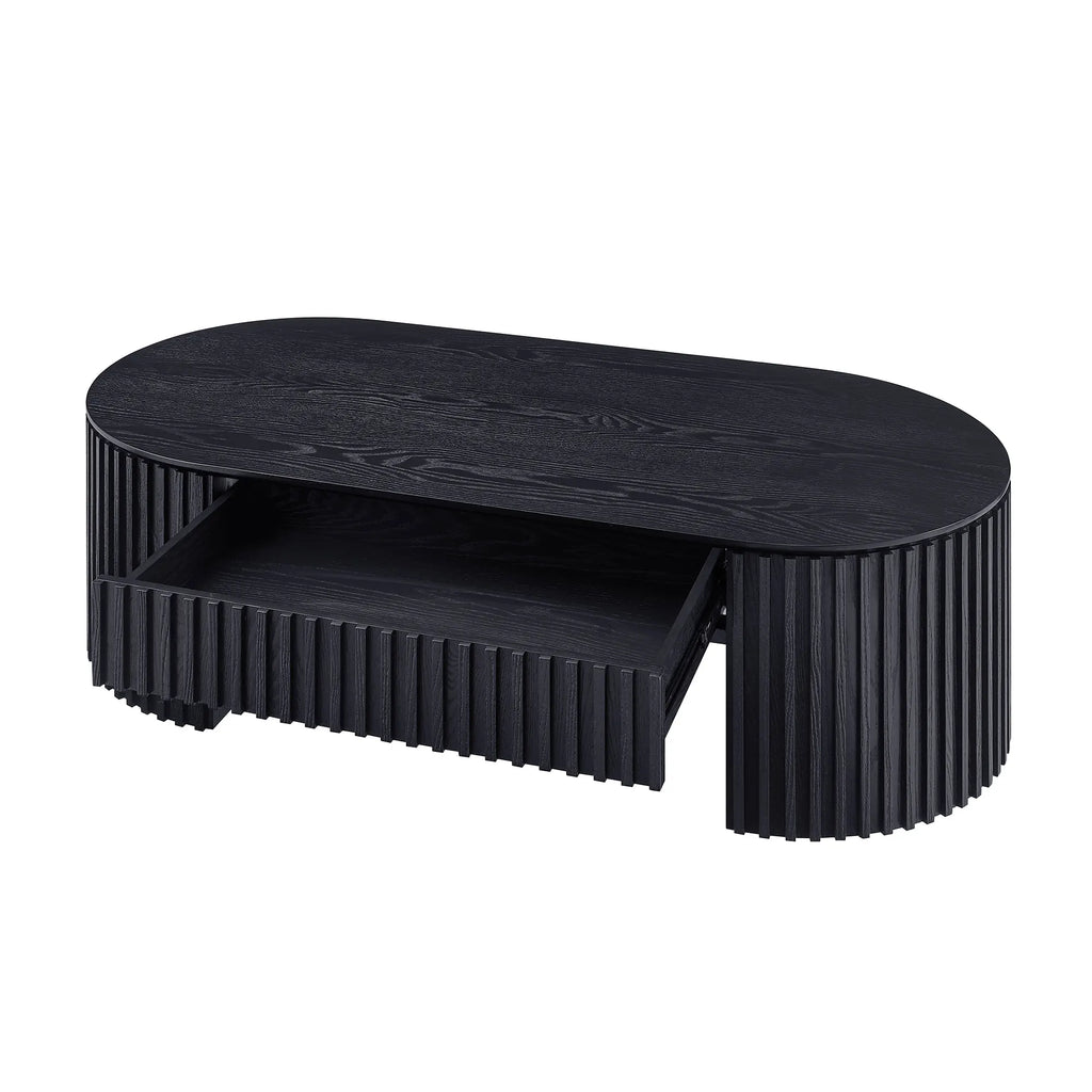 Modern Fluted Oval Coffee Table
