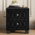 Elegant Luxury Modern Velvet Bedroom Nightstand 2 Drawers Crystal Handle Button-Tufted Pink Panel Design Durable Home Furniture