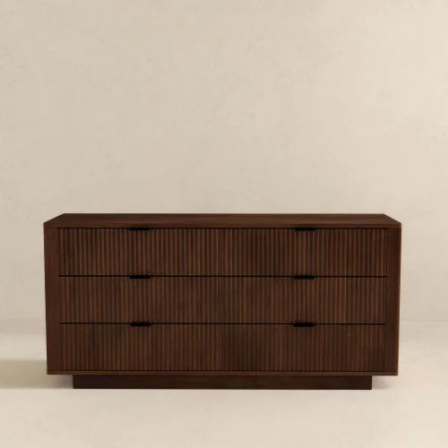 Mid Century Modern Solid Pine Wood Dresser with 6 Drawers TV Stand for Bedroom and Living Room Storage