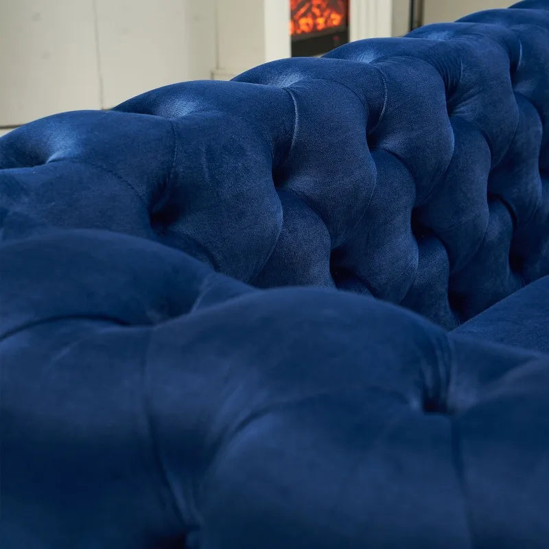 Luxury Chesterfield Modern Tufted Velvet Upholstered Sofa Set for Apartment Hotel Living Room Library Office Club Decor