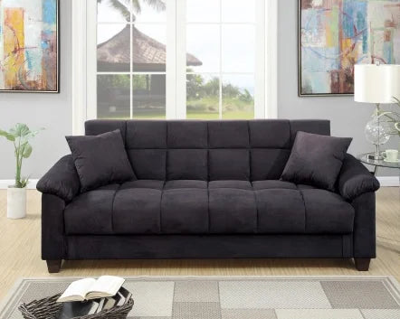 Living Room Adjustable Sofa Chocolate Color Microfiber Plush Storage Couch 1pc Futon Sofa w Pillows