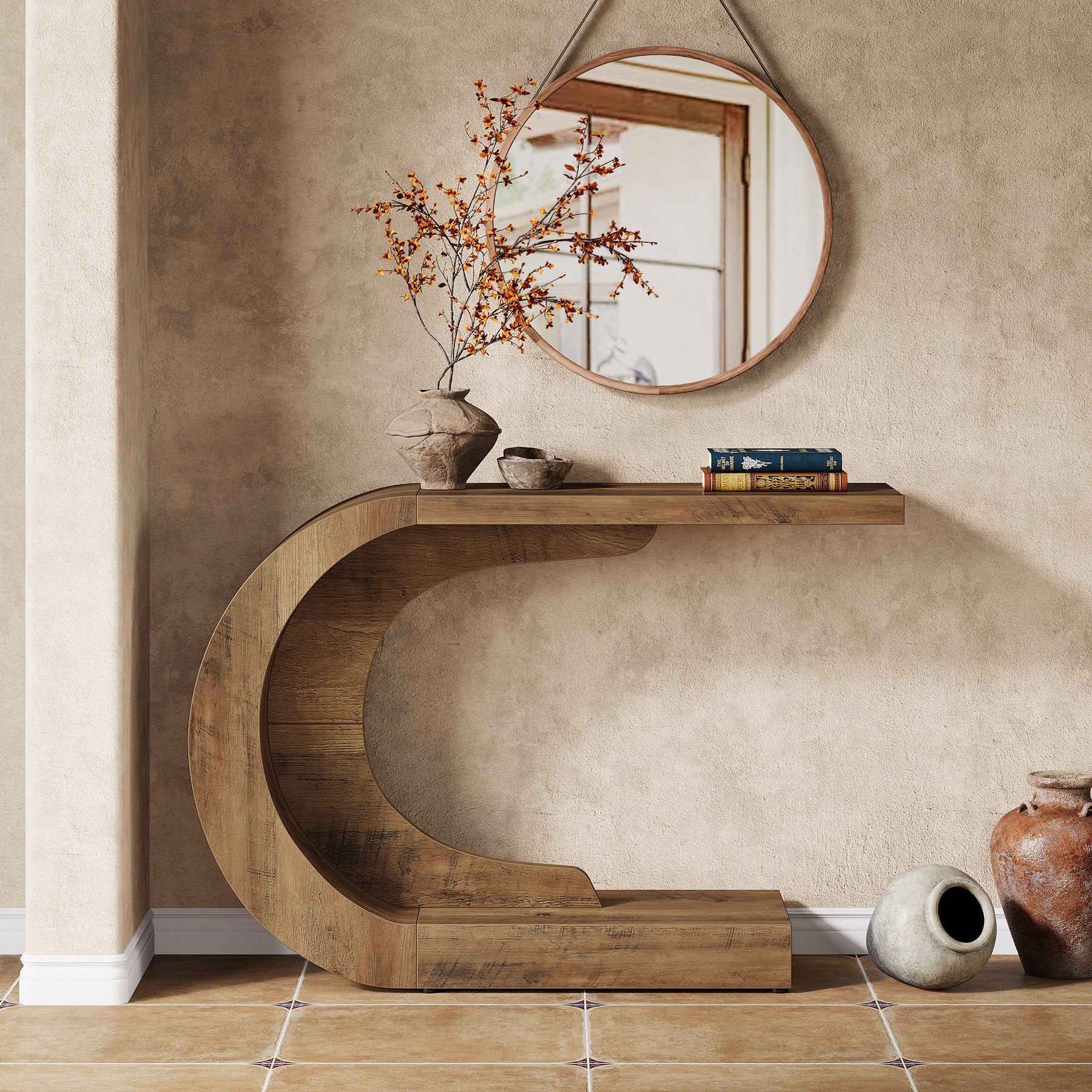 Modern C-Shaped Console Table