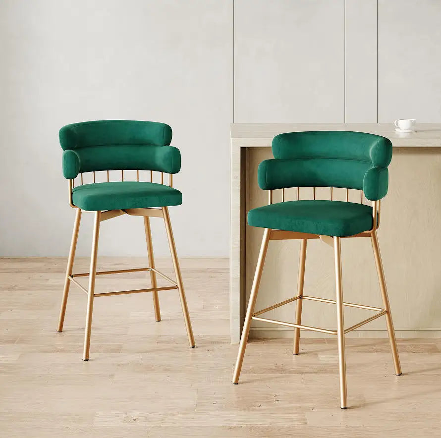Modern Luxury Adjustable Leisure Chair with Velvet Seat and Metal Legs for Home & Hotel Bar Chairs Set of 2
