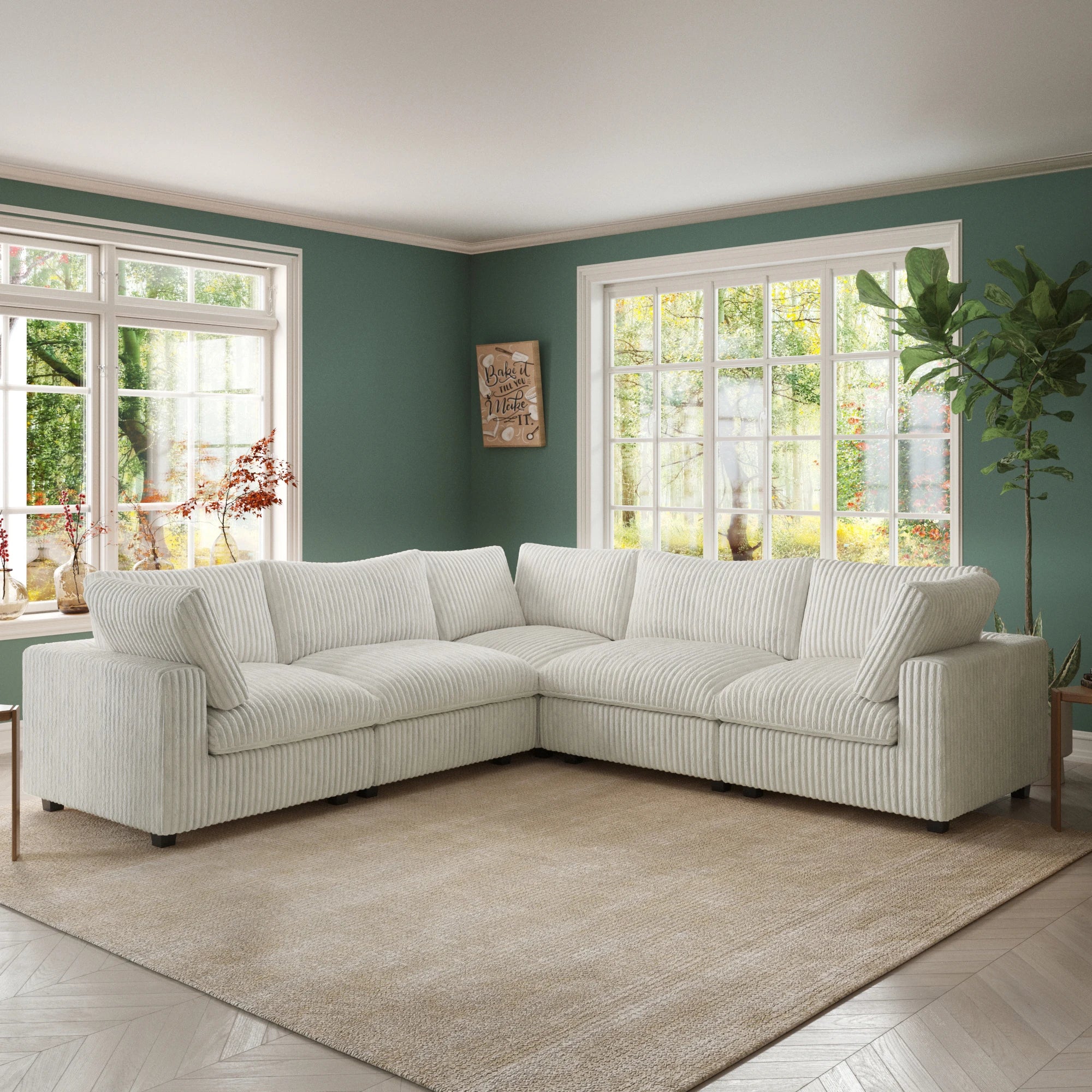 ATUNUS USA in Stock Drop Shipping Modern Sofa Wholesale Living Room Furniture Corduroy Fabric Modular Sectional Couch Sofa Sets