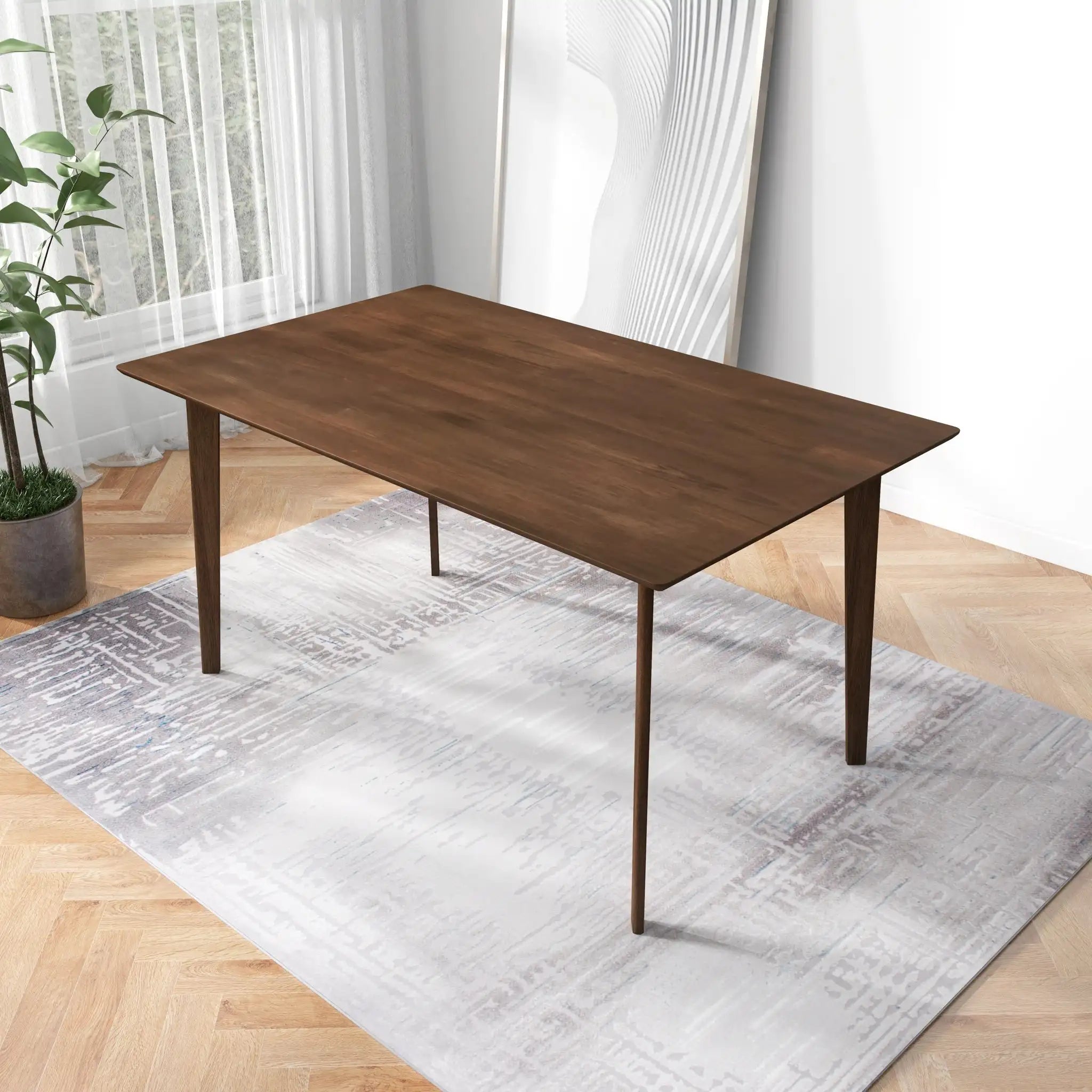 Carlos Solid Wood Dining Table with Long Chair Waterproof & Lightweight for Small Rental