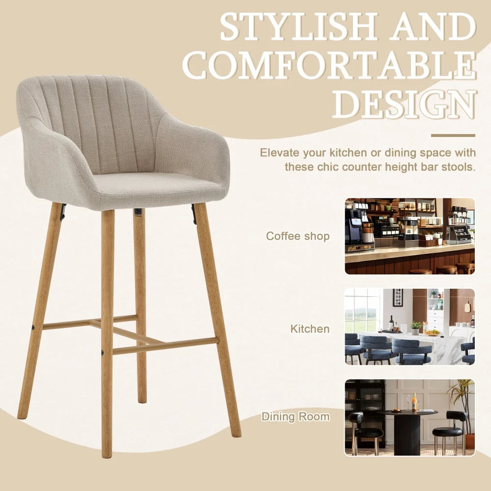 M Modern Luxury bar Wooden Barstools Nordic Dining Chair Stool High Chair Counter for Kitchen Set of 2 Restaurant Furniture