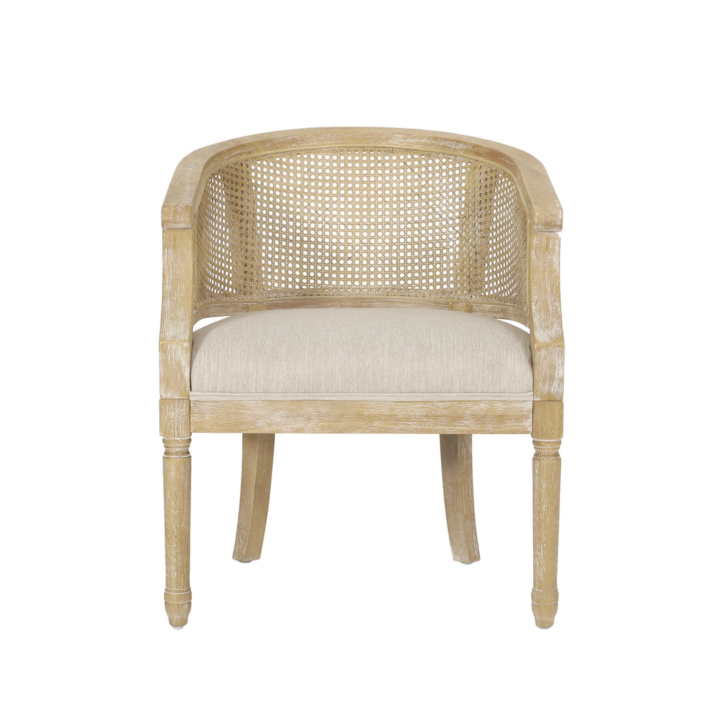 Modern Leisure Accent Chair Rubber Wood Beige Natural for Living Room Home Office