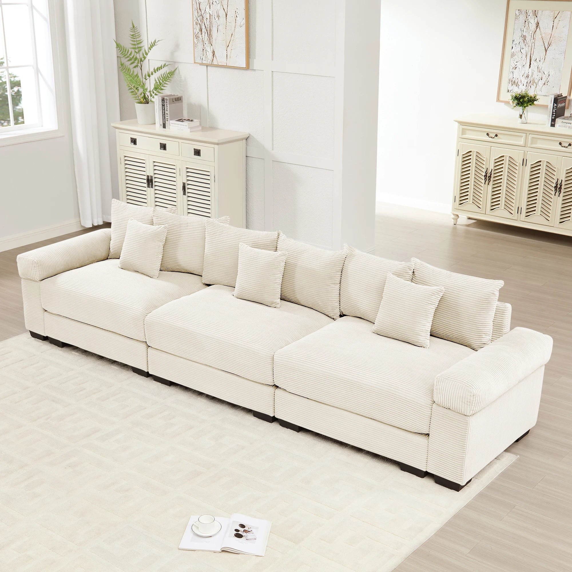 Oversized Cloud Modular Sectional Couch Set Convertible Square Shape Villa Extra-Wide Armrests with Ottoman Modern Design