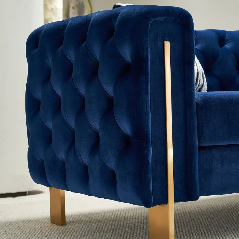 Luxury Chesterfield Modern Tufted Velvet Upholstered Sofa Set for Apartment Hotel Living Room Library Office Club Decor