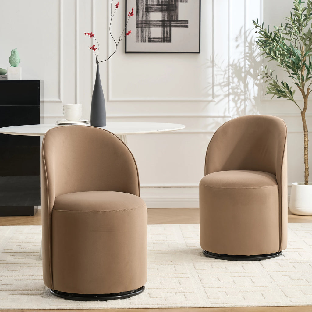 Modern Design Velvet Fabric Upholstered Kitchen Swivel Barrel Accent Dining Chair For Living Room