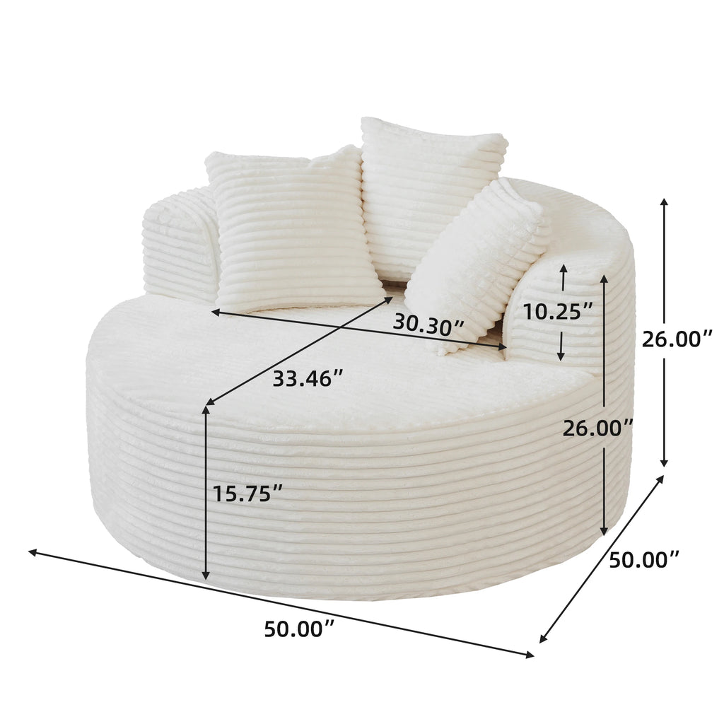 ATUNUS US in Stock Drop Shipping Modern Apartment Brown Lounge Sofa Vacuum Compressed Foam Round Accent Single Seat Chair Sofa