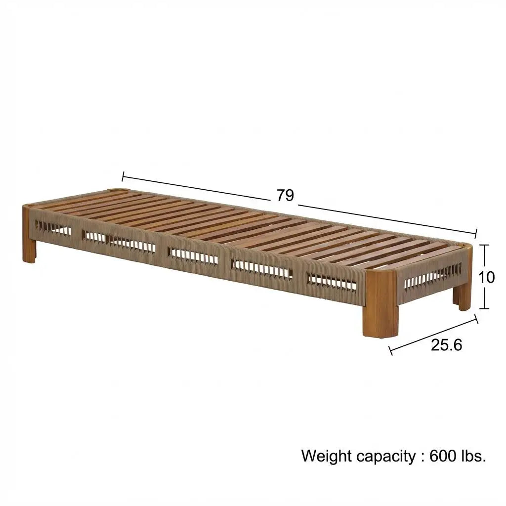 Modern Acacia Wood Chaise Lounge