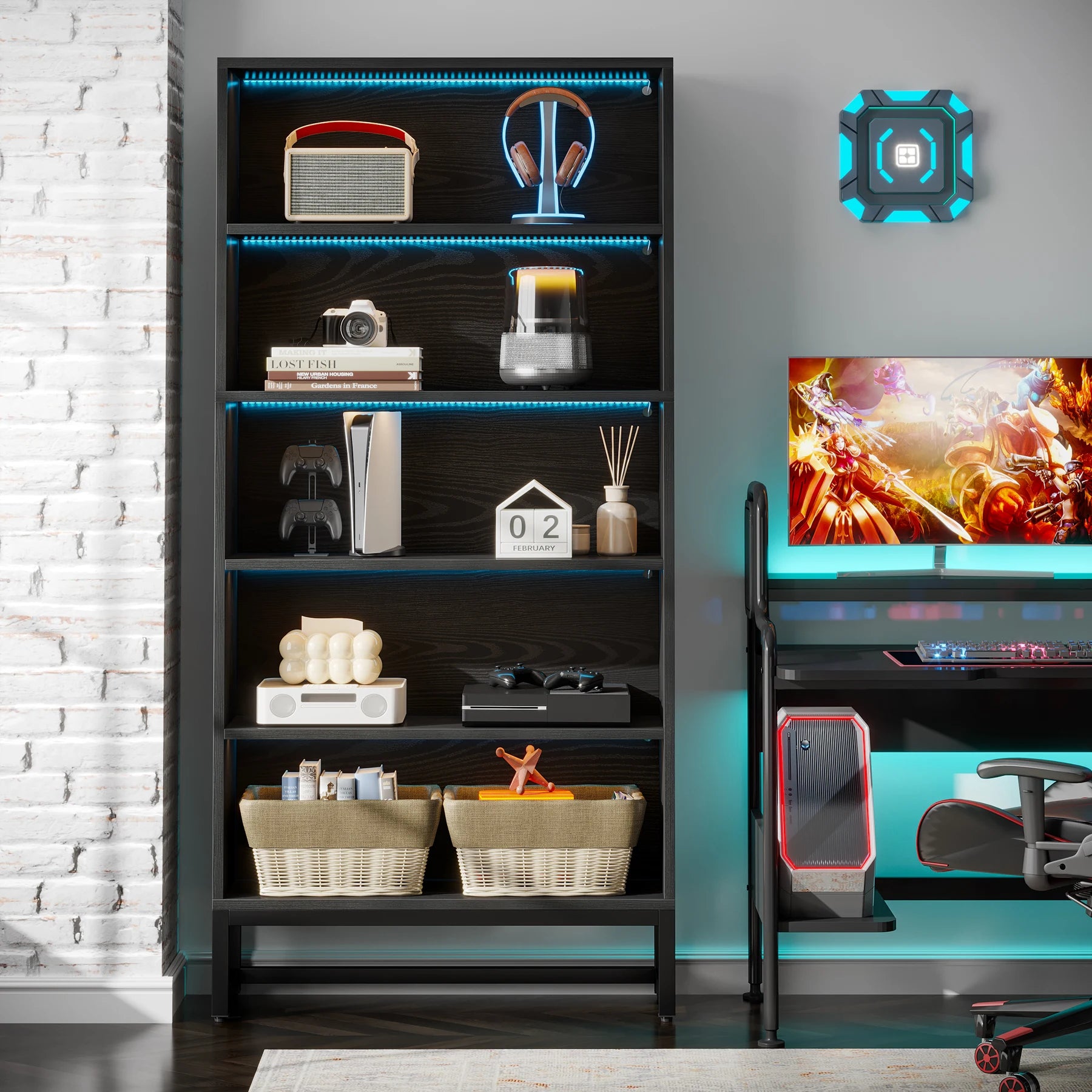 Modern Black LED Bookcase